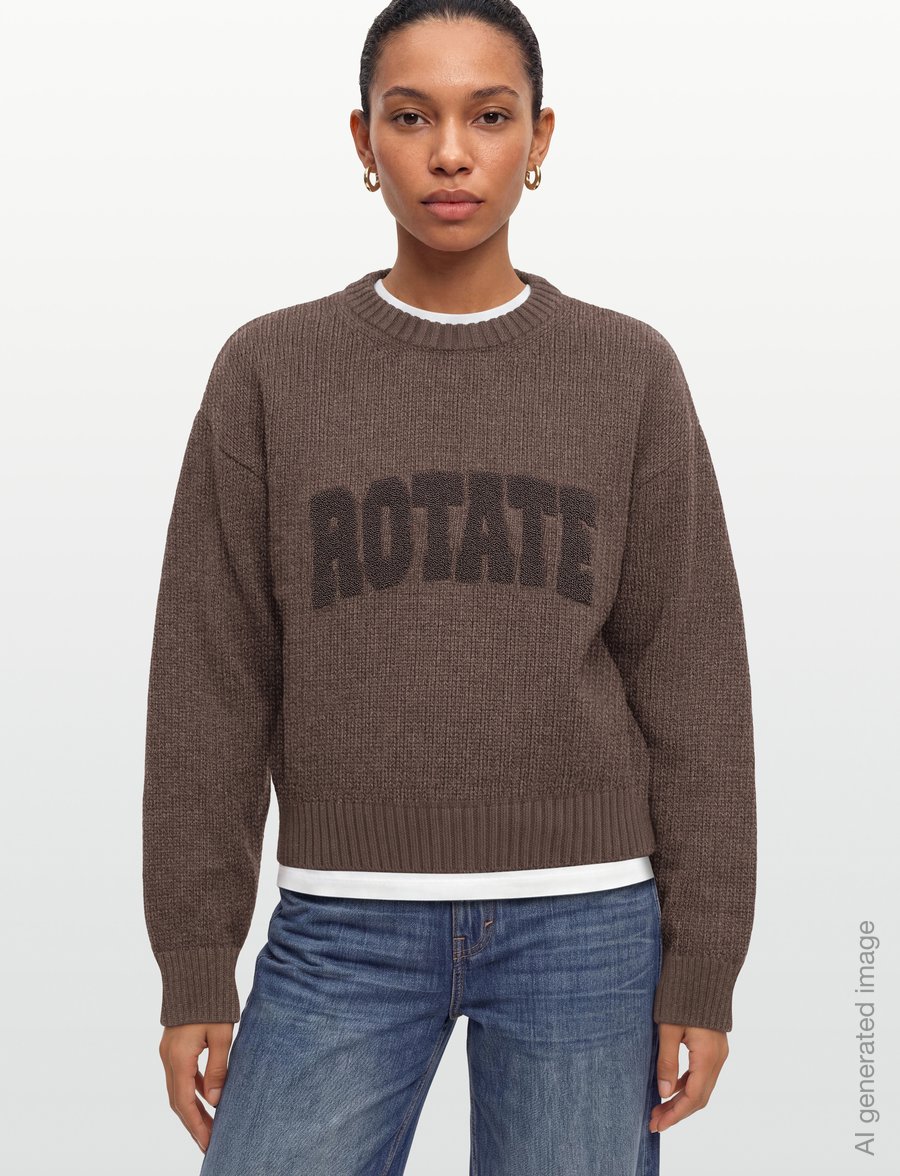 ROTATE - CREWNECK SWEATER - crop topit - cocoa brown - 3