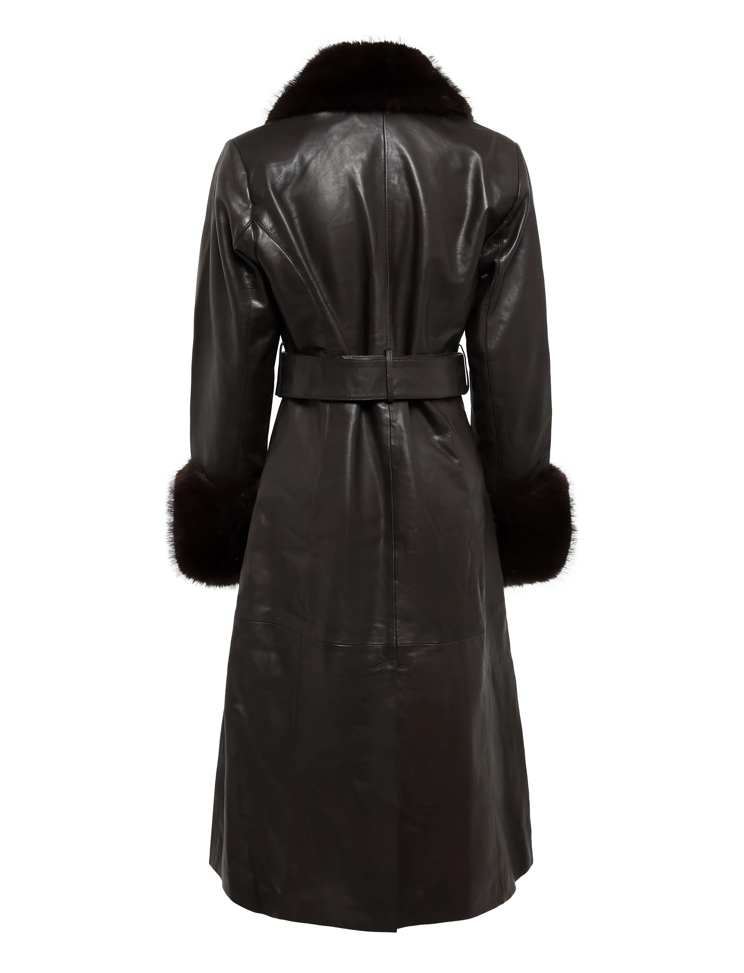 ROTATE - Leather Coat Faux Fur Collar - molÉ - 1
