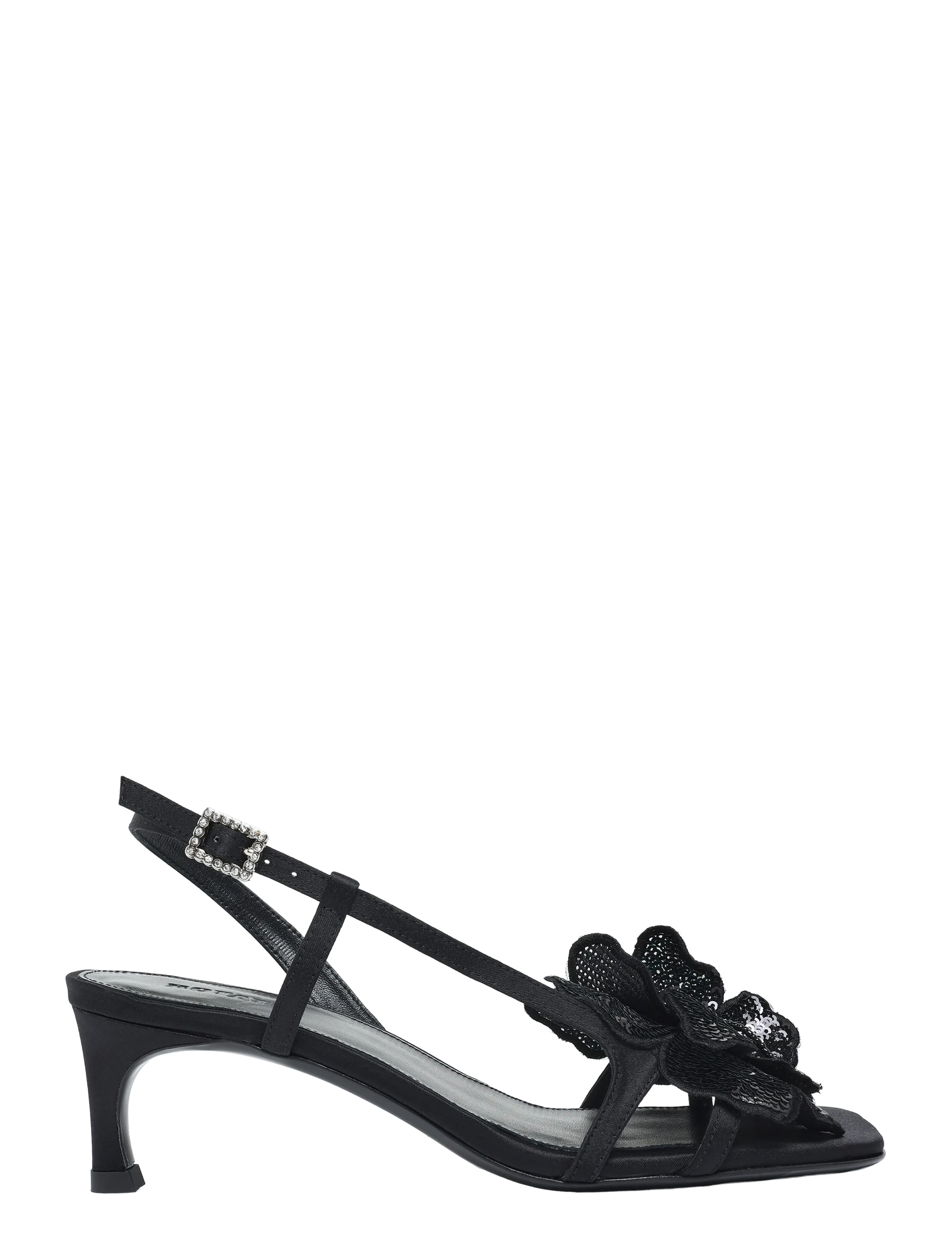 ROTATE - MID HEEL FLOWER SATIN SANDAL - heeled slingbacks - black - 2