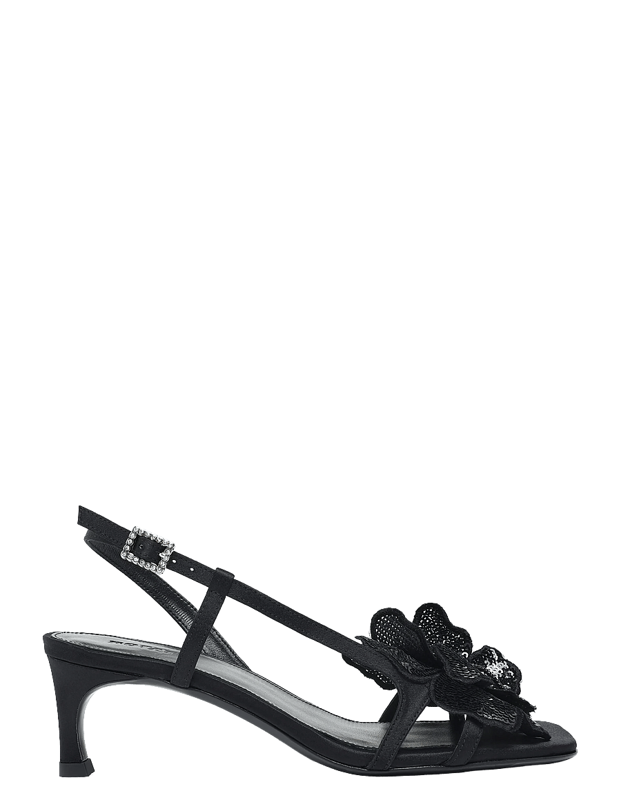 ROTATE - MID HEEL FLOWER SATIN SANDAL - heeled slingbacks - black - 2