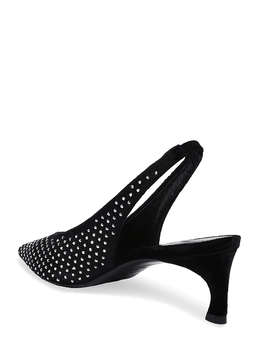 ROTATE - SLINGBACK RHINESTONE VELVET PUMP - heeled slingbacks - 1000 black comb. - 1
