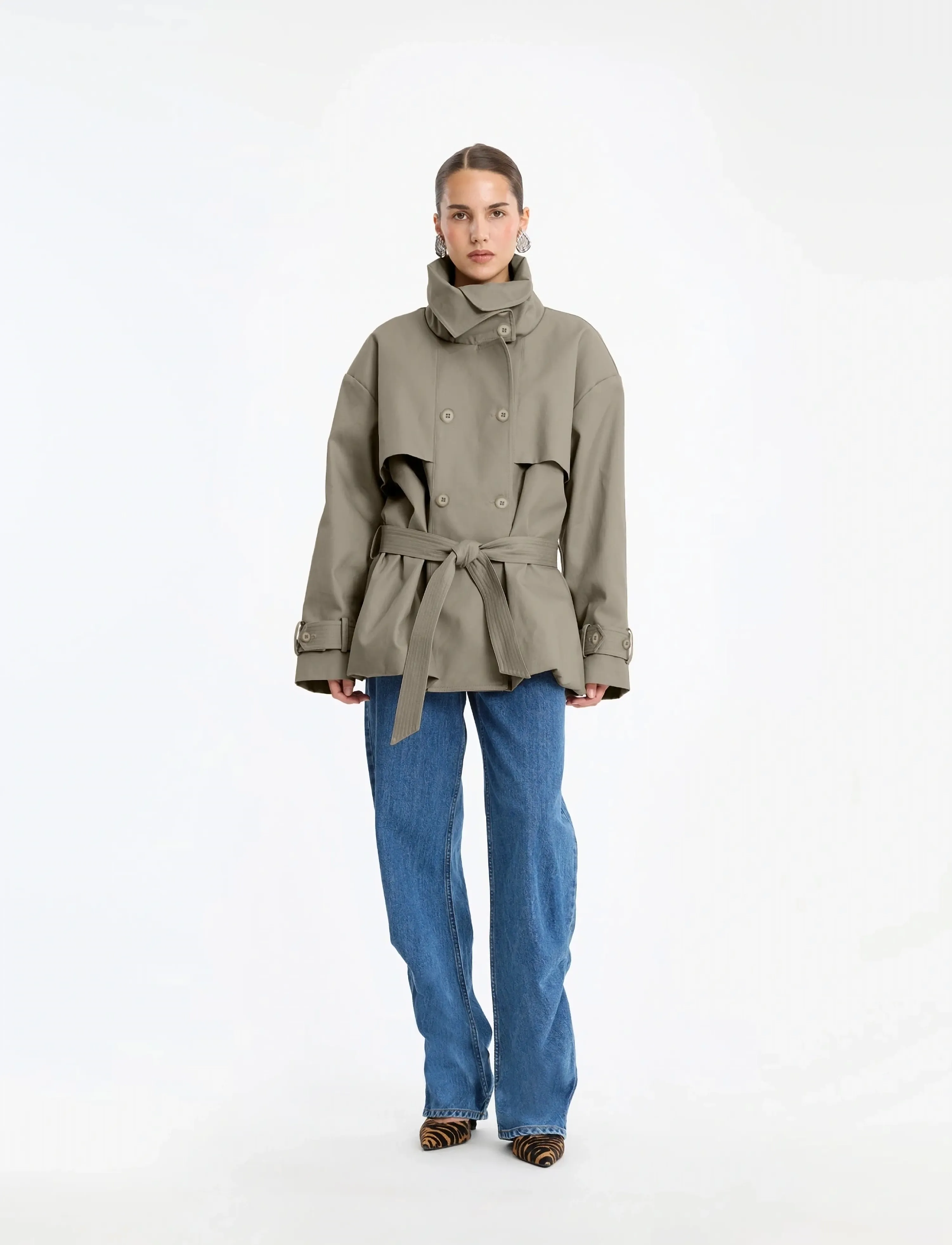 ROTATE Short Trench Coat, 40, Coats, Grau - Frauen