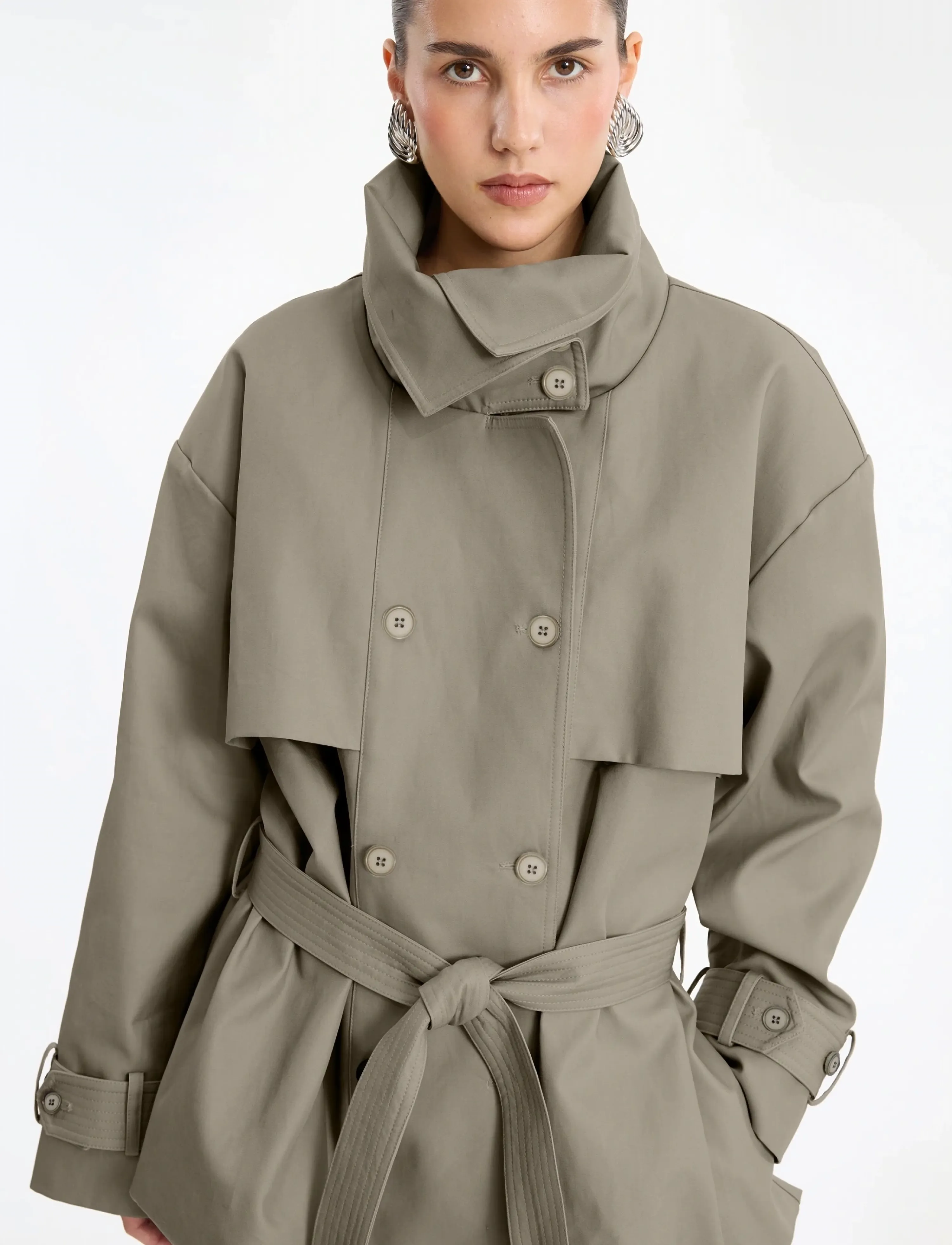 ROTATE - SHORT TRENCH COAT - aluminum - 3