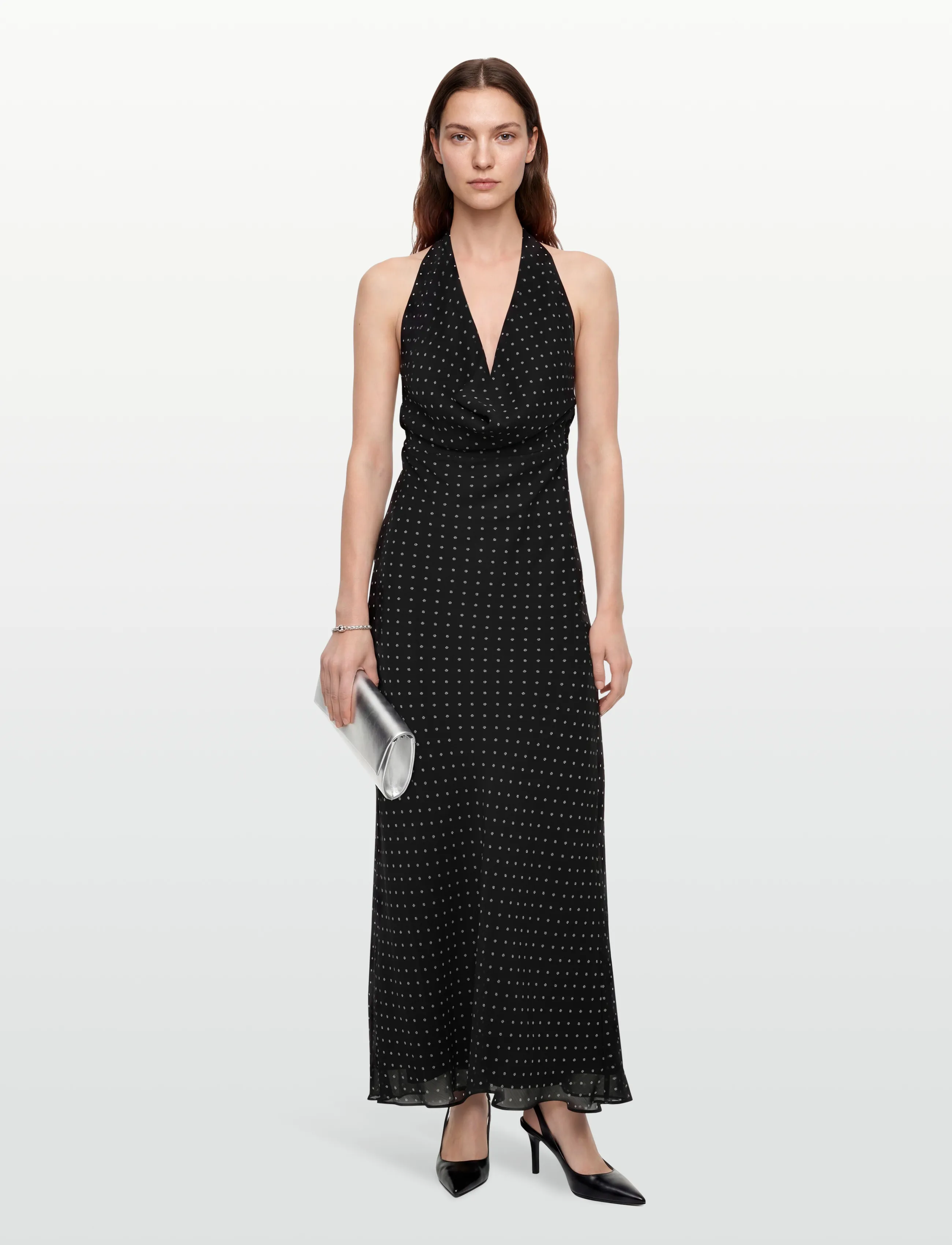 ROTATE CHIFFON HALTERNECK - Modern femininity - 1000 BLACK COMB. / black
