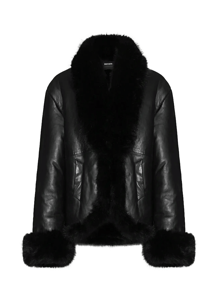 ROTATE - FAUX FUR LEATHER JACKET - black - 0