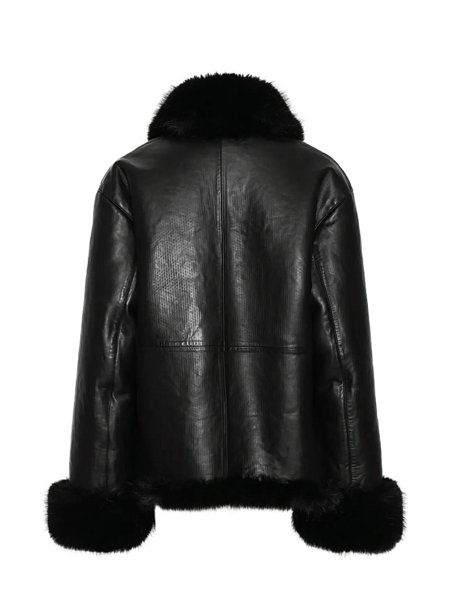 ROTATE - FAUX FUR LEATHER JACKET - black - 1