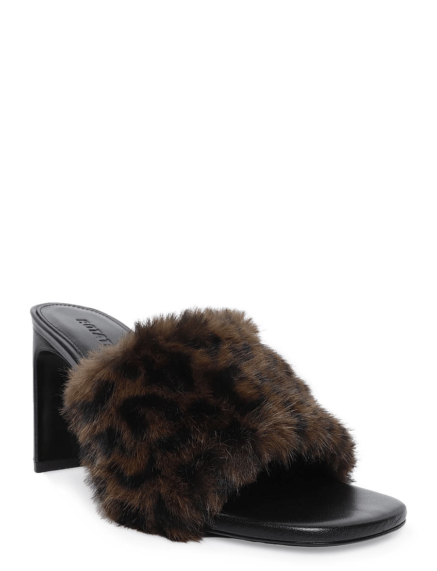 ROTATE - LEATHER MULE W. LEOPARD FAUX FUR - mules med klack - desert palm comb. - 0