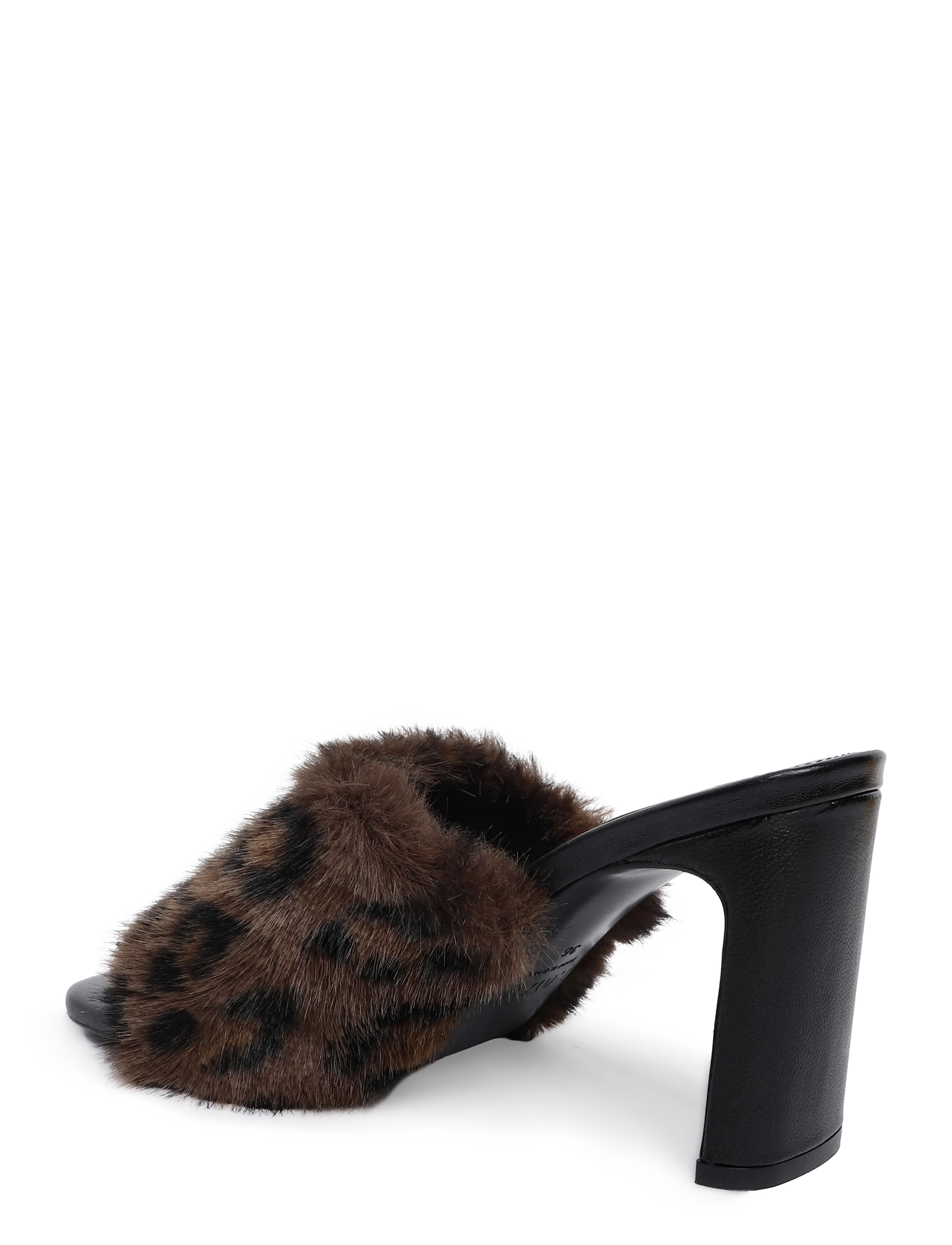 ROTATE - LEATHER MULE W. LEOPARD FAUX FUR - mules med klack - desert palm comb. - 1