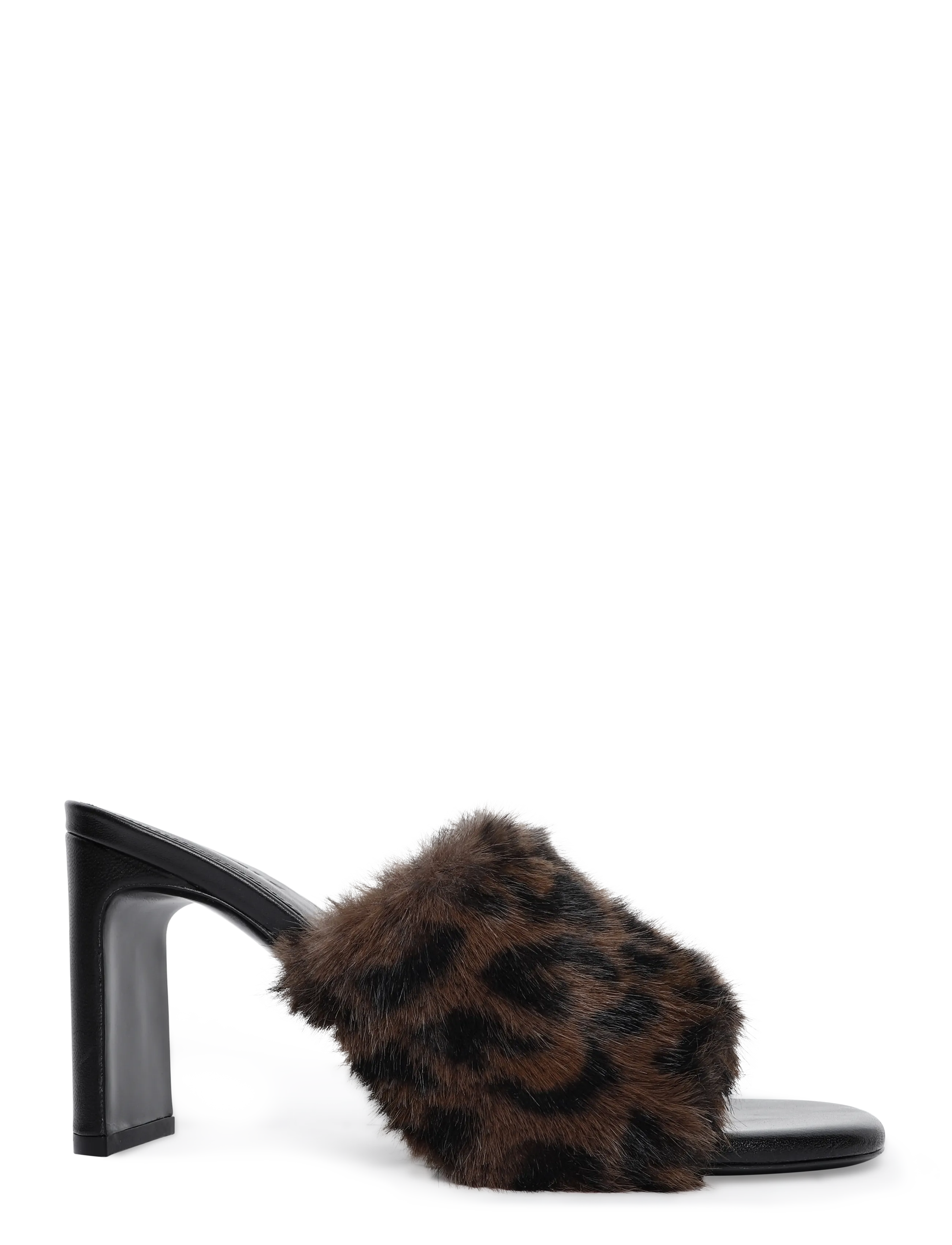 ROTATE - LEATHER MULE W. LEOPARD FAUX FUR - mules med klack - desert palm comb. - 2