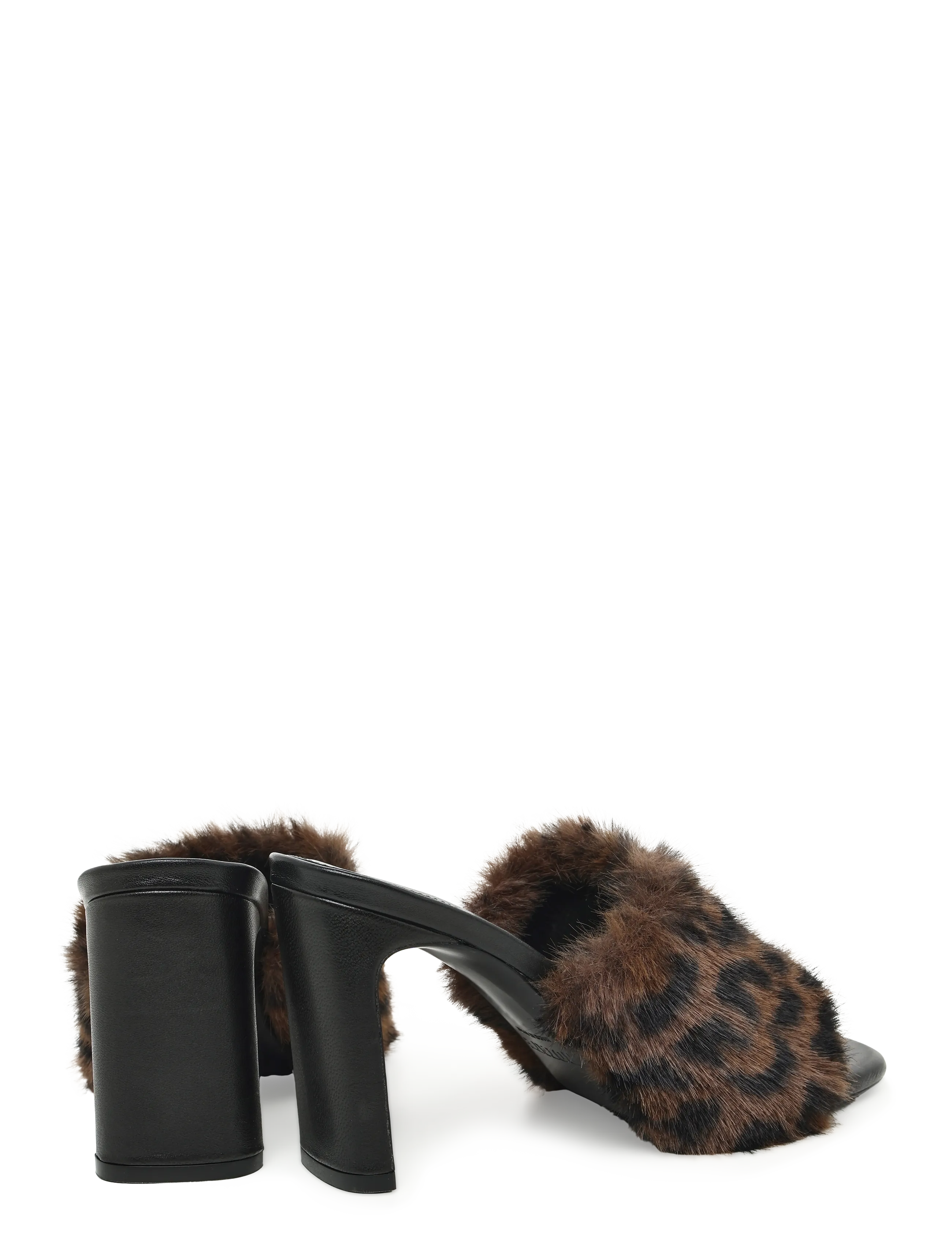 ROTATE - LEATHER MULE W. LEOPARD FAUX FUR - mules med klack - desert palm comb. - 4