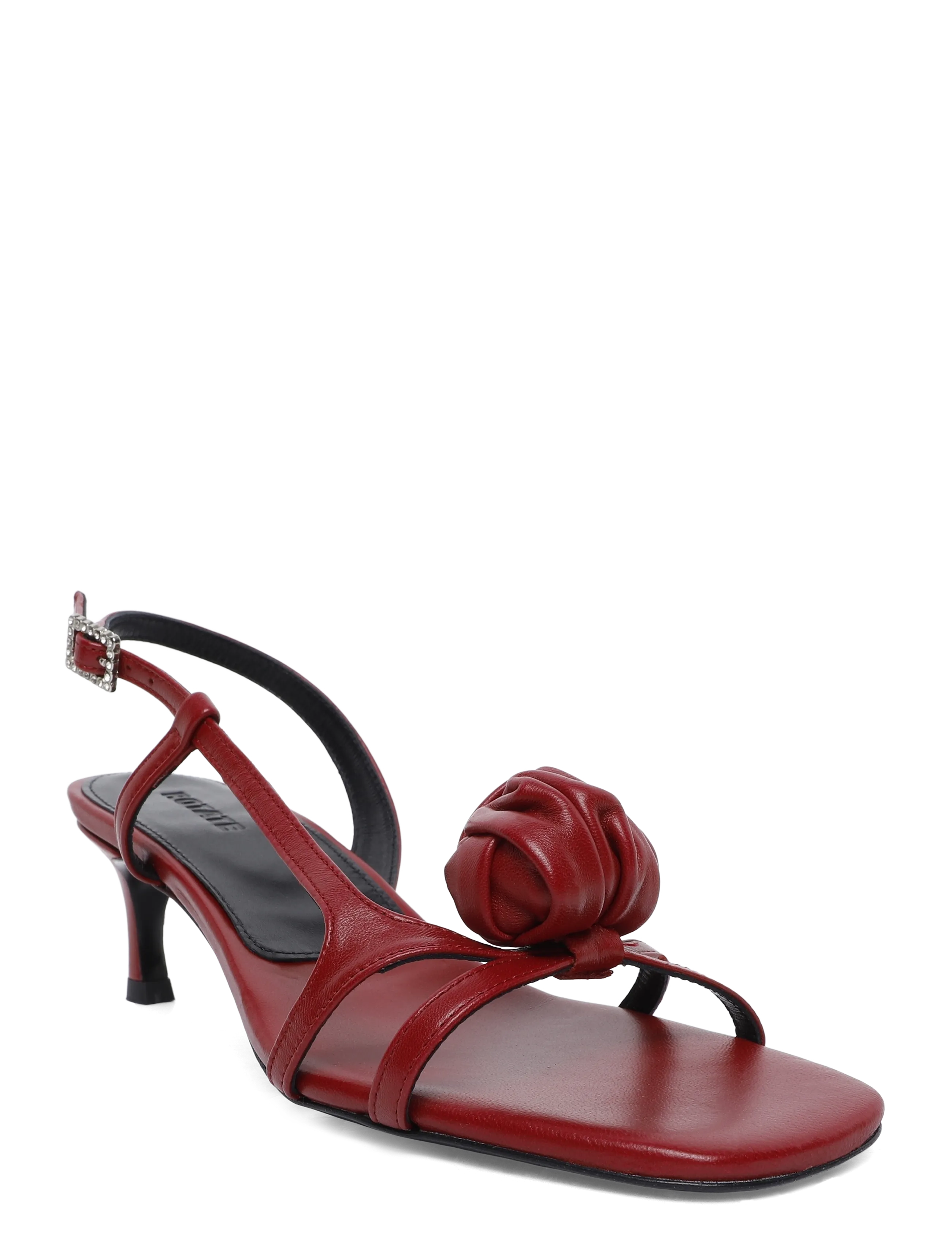 ROTATE MID HEEL KNOT LEATHER SANDAL - Heeled sandals - POMEGRANATE / red