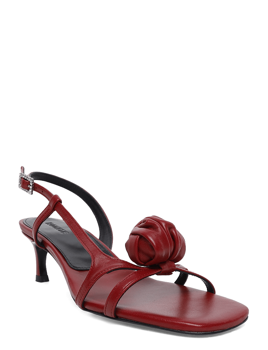 ROTATE - MID HEEL KNOT LEATHER SANDAL - pomegranate - 0