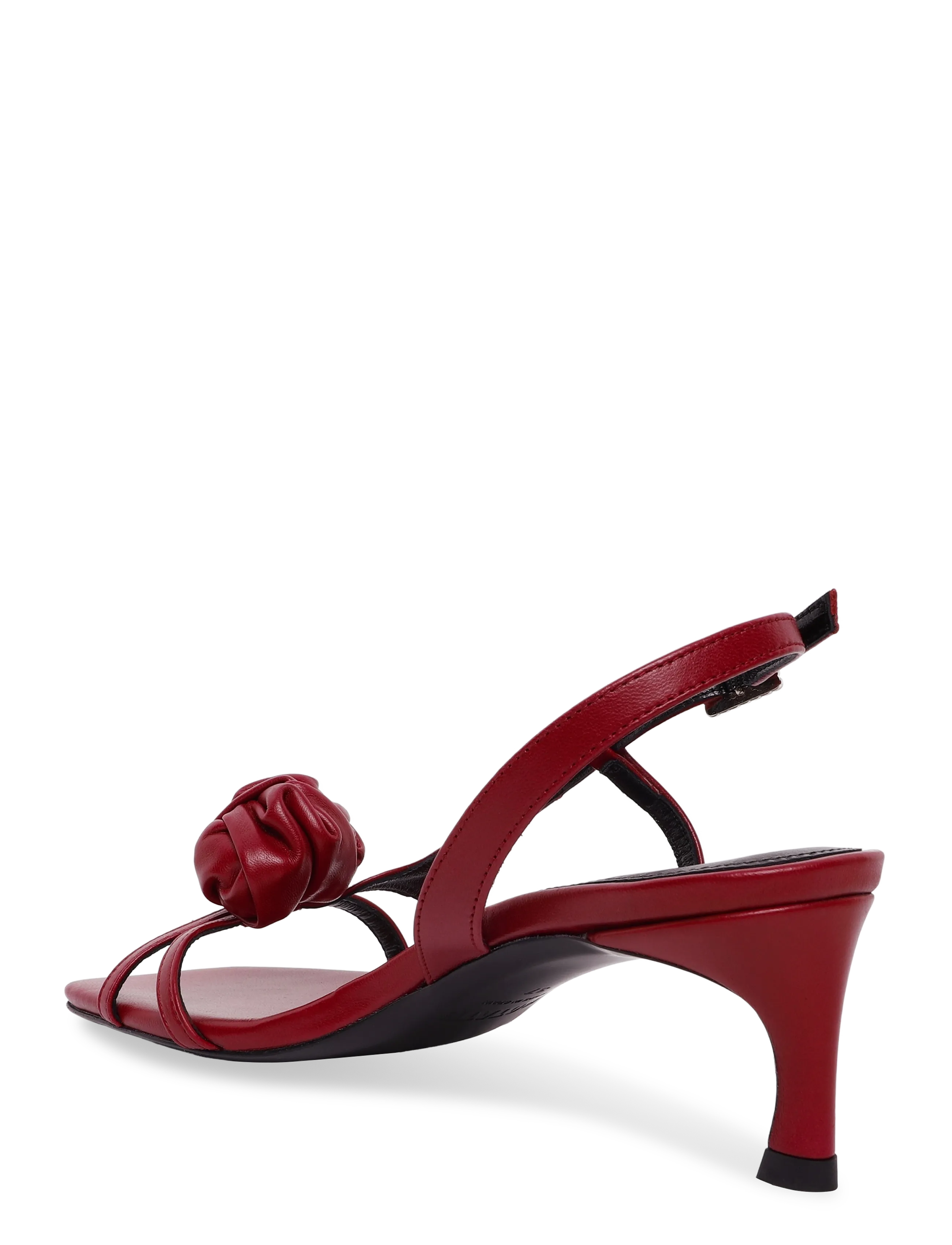 ROTATE - MID HEEL KNOT LEATHER SANDAL - pomegranate - 1