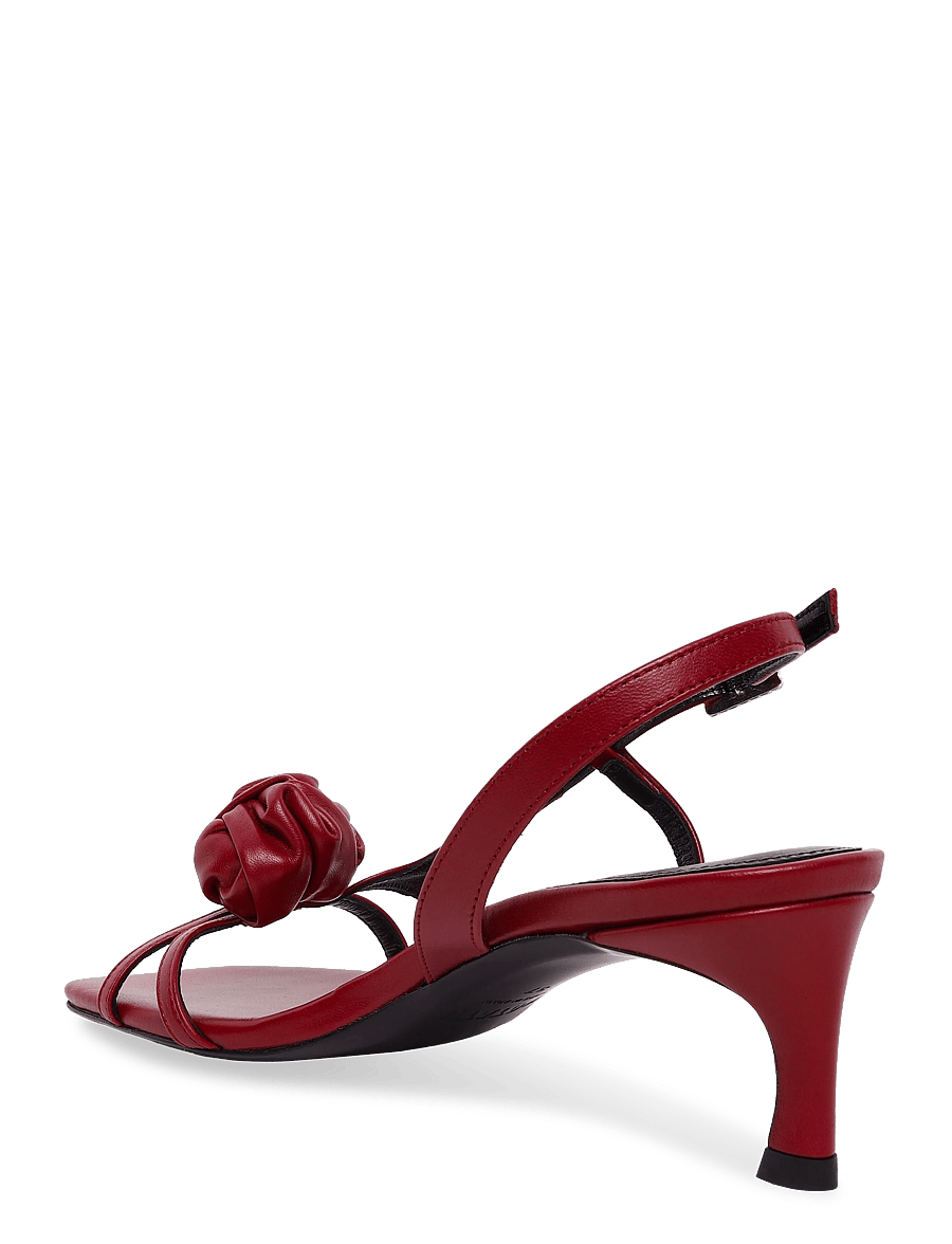 ROTATE - MID HEEL KNOT LEATHER SANDAL - pomegranate - 1