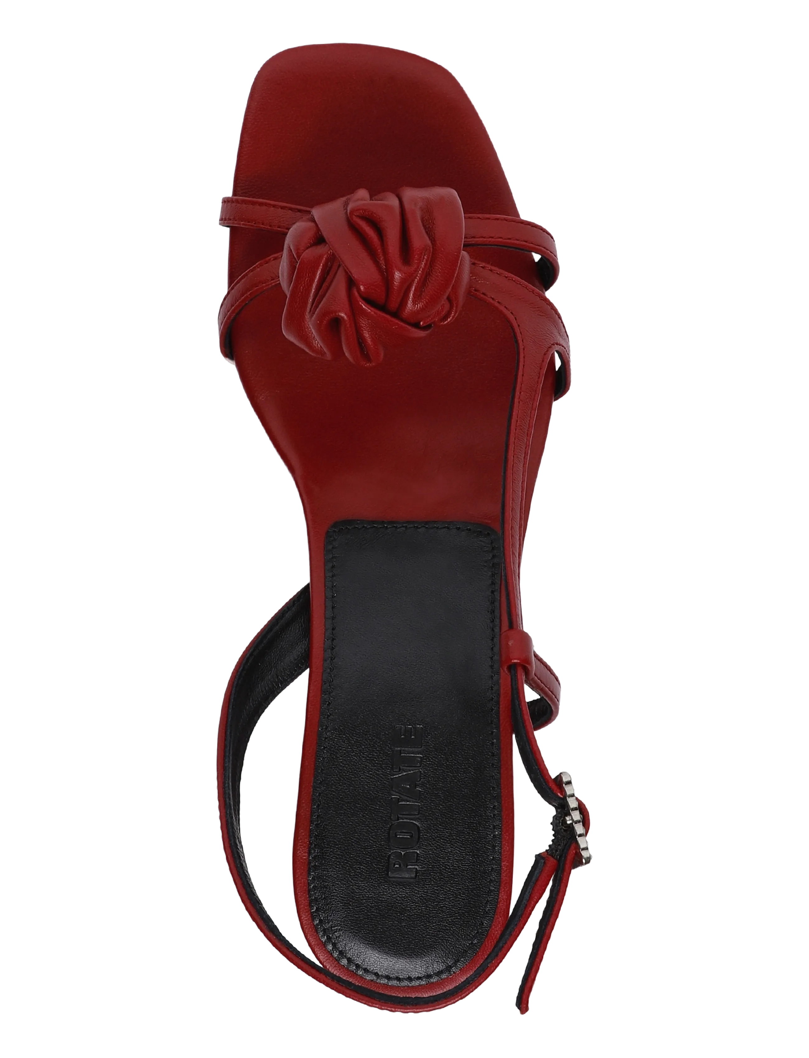 ROTATE - MID HEEL KNOT LEATHER SANDAL - pomegranate - 3