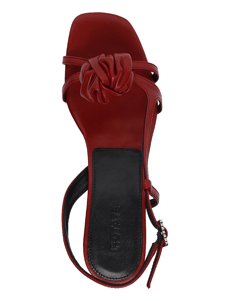 ROTATE - MID HEEL KNOT LEATHER SANDAL - pomegranate - 3