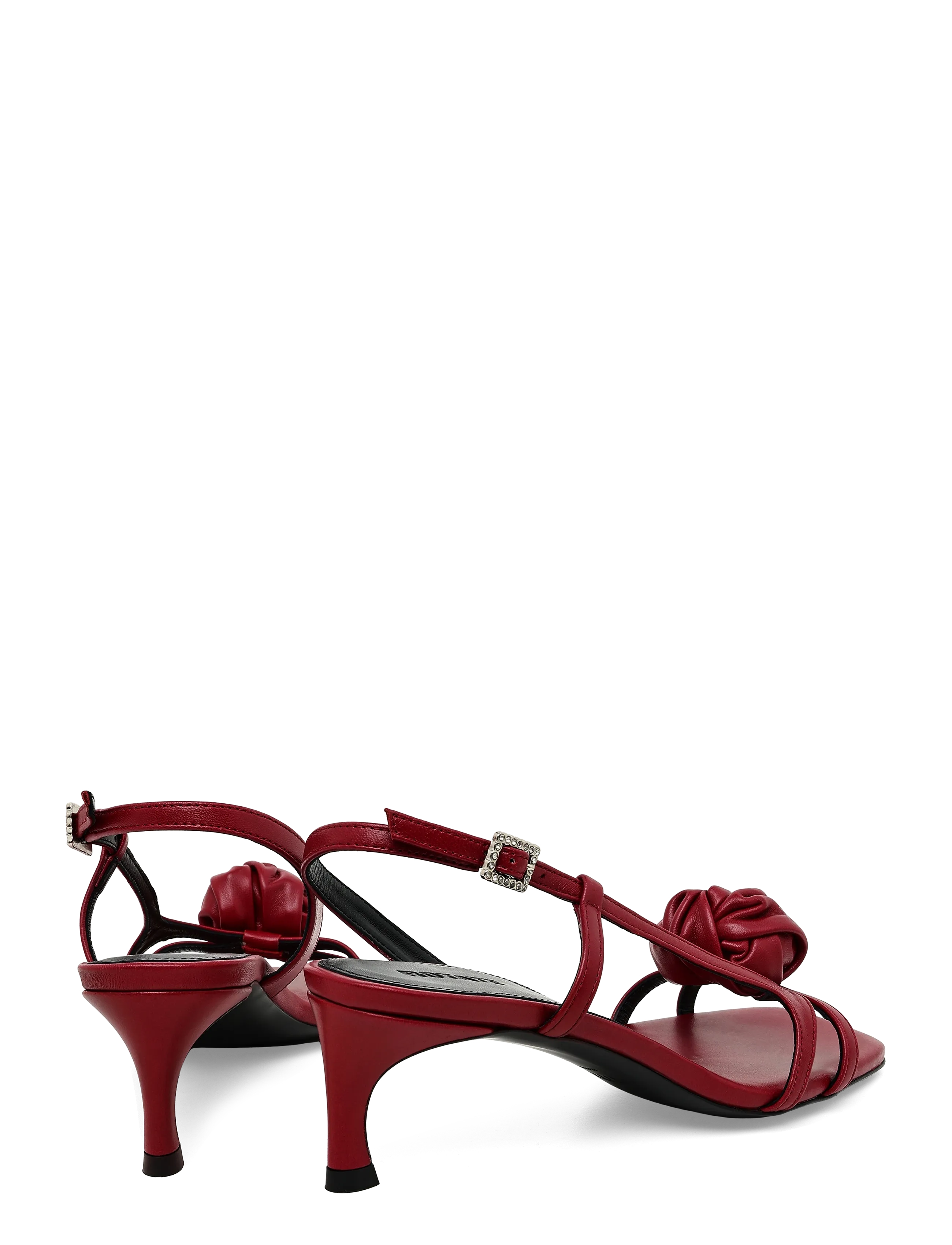 ROTATE - MID HEEL KNOT LEATHER SANDAL - pomegranate - 4
