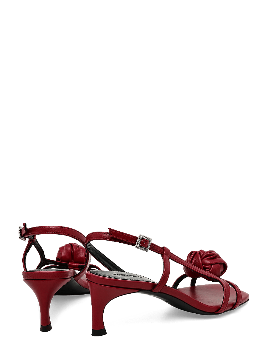 ROTATE - MID HEEL KNOT LEATHER SANDAL - pomegranate - 4
