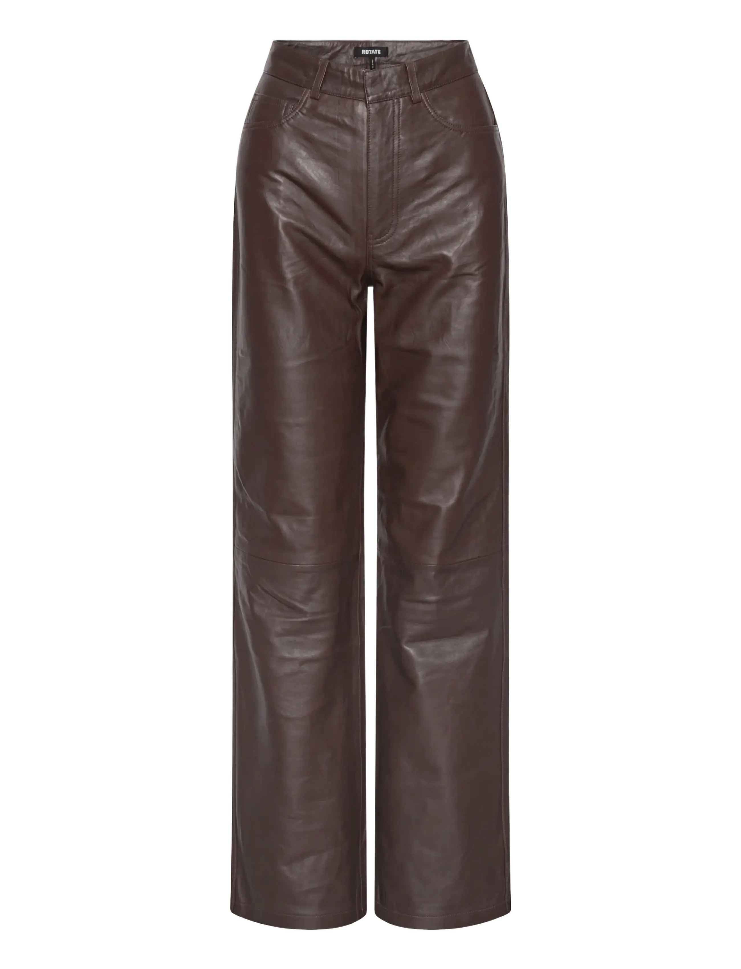ROTATE STRAIGHT LEATHER PANTS - ROTATE - MOLÉ / brown