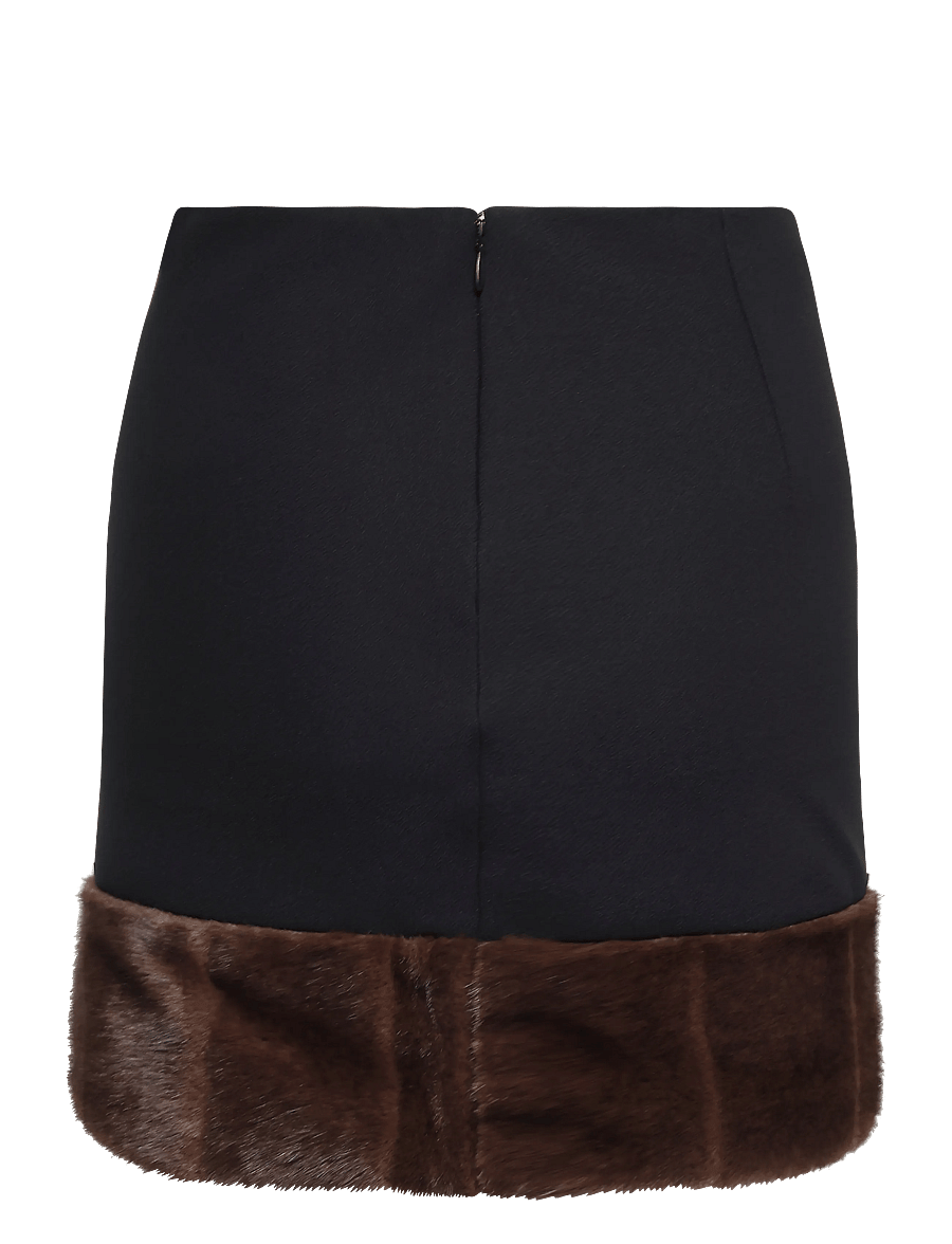 ROTATE - MINI FAUX FUR SKIRT - black - 1