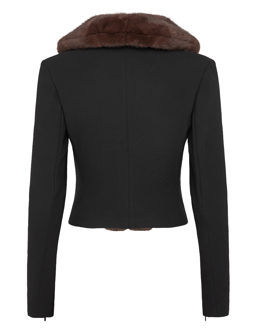 ROTATE - FAUX FUR COLLAR CARDIGAN - korta kavajer - black - 1