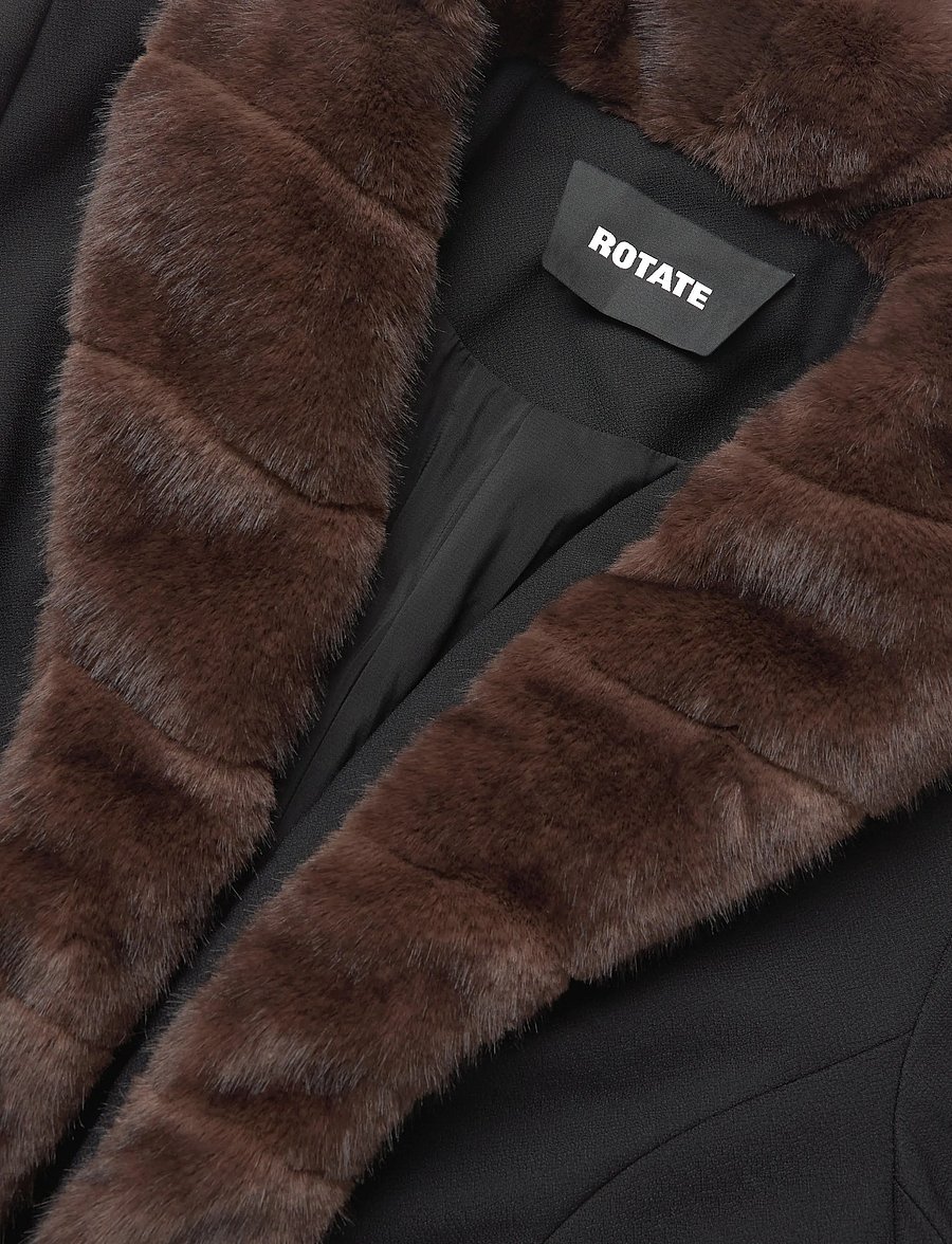ROTATE - FAUX FUR COLLAR CARDIGAN - korta kavajer - black - 2