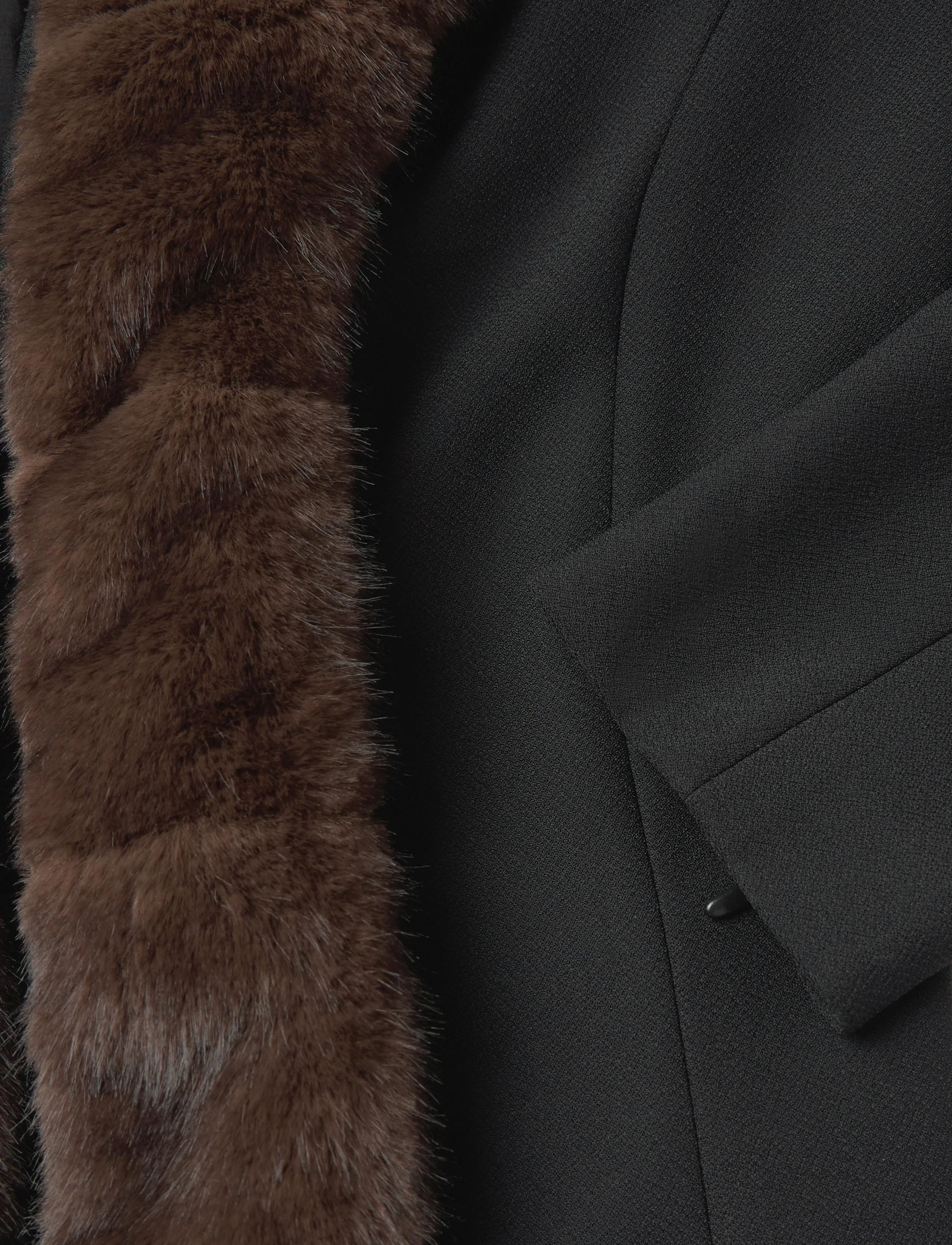 ROTATE - FAUX FUR COLLAR CARDIGAN - korta kavajer - black - 3