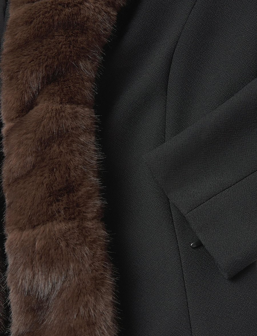 ROTATE - FAUX FUR COLLAR CARDIGAN - korta kavajer - black - 3