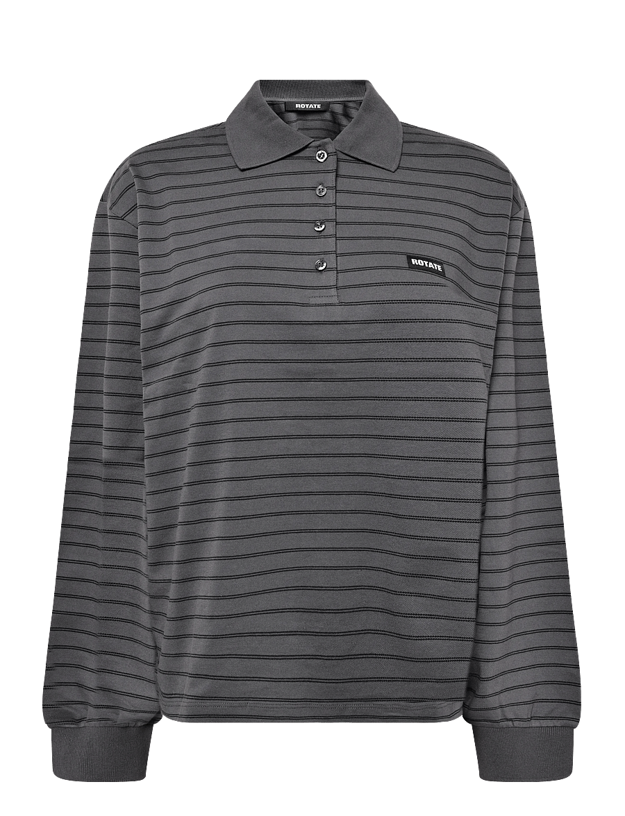 ROTATE - PIQUE LONGSLEEVE POLO - poloshirts - gray pinstripe comb. - 0