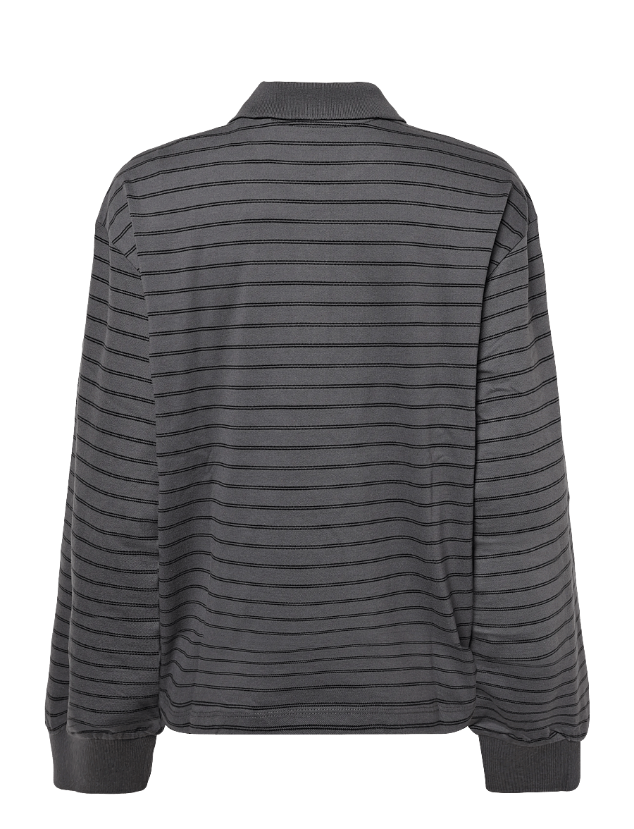 ROTATE - PIQUE LONGSLEEVE POLO - poloshirts - gray pinstripe comb. - 1