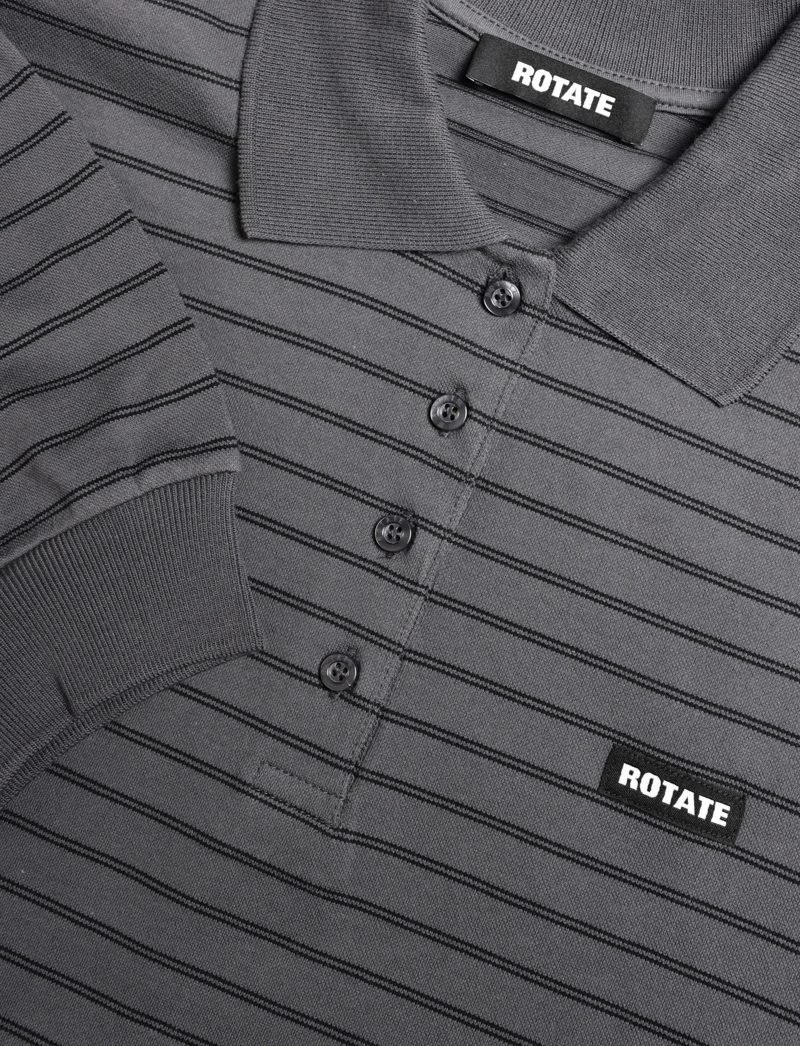 ROTATE - PIQUE LONGSLEEVE POLO - gray pinstripe comb. - 2