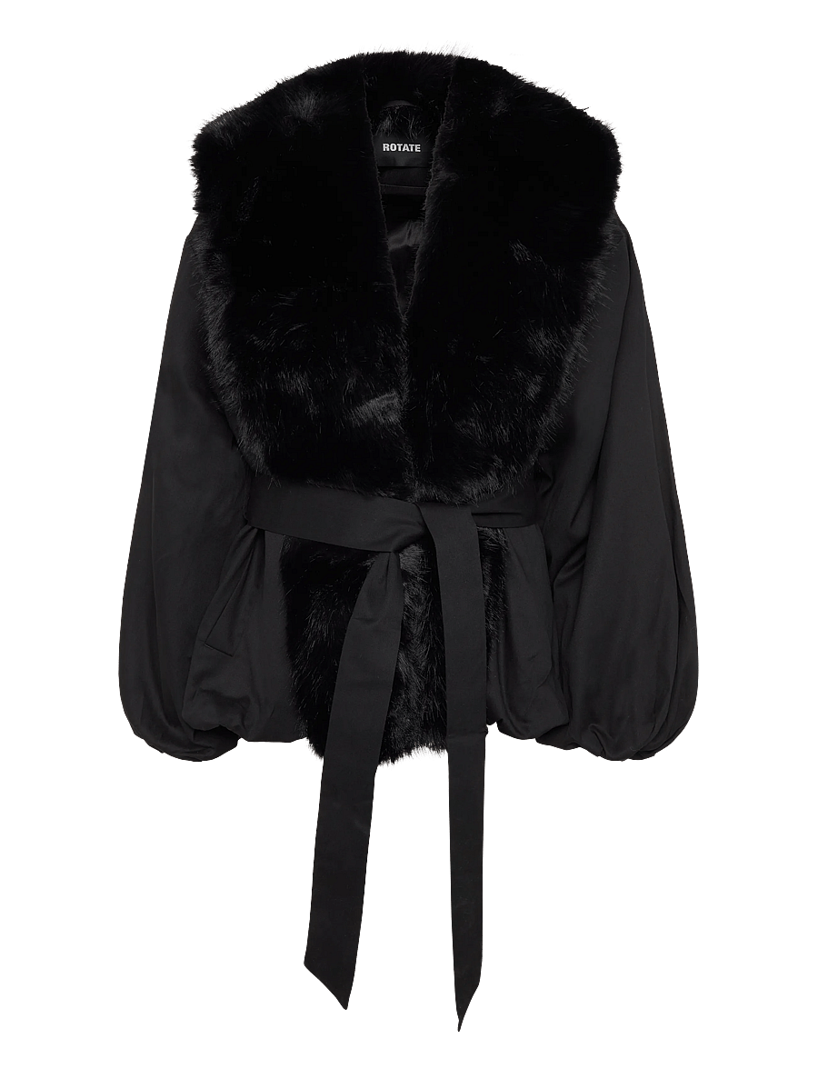 ROTATE - FAUX FUR COLLAR JACKET - faux fur jakker - black - 0