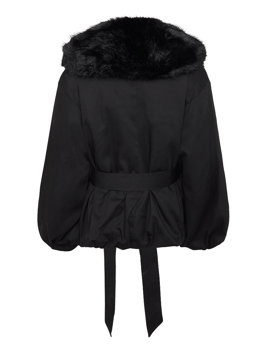 ROTATE - FAUX FUR COLLAR JACKET - faux fur jakker - black - 1