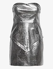ROTATE Birger Christensen - Embossed PU Mini  Dress - odzież imprezowa w cenach outletowych - silver - 0