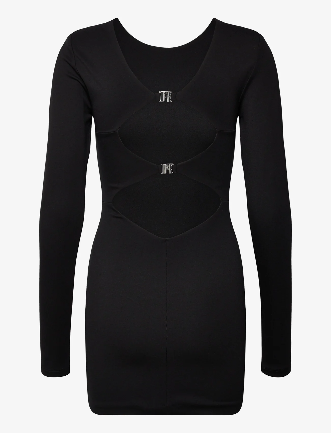 ROTATE Birger Christensen - Jersey Cut-Out Back Mini Dress - ballīšu apģērbs par outlet cenām - black - 1