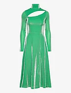 Metallic Nylon Cut-Out Dress - ISLAND GREEN