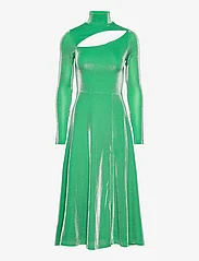 ROTATE Birger Christensen - Metallic Nylon Cut-Out Dress - midi dresses - island green - 0