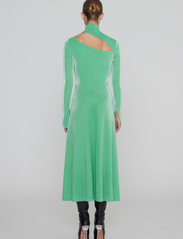 ROTATE Birger Christensen - Metallic Nylon Cut-Out Dress - midi dresses - island green - 4