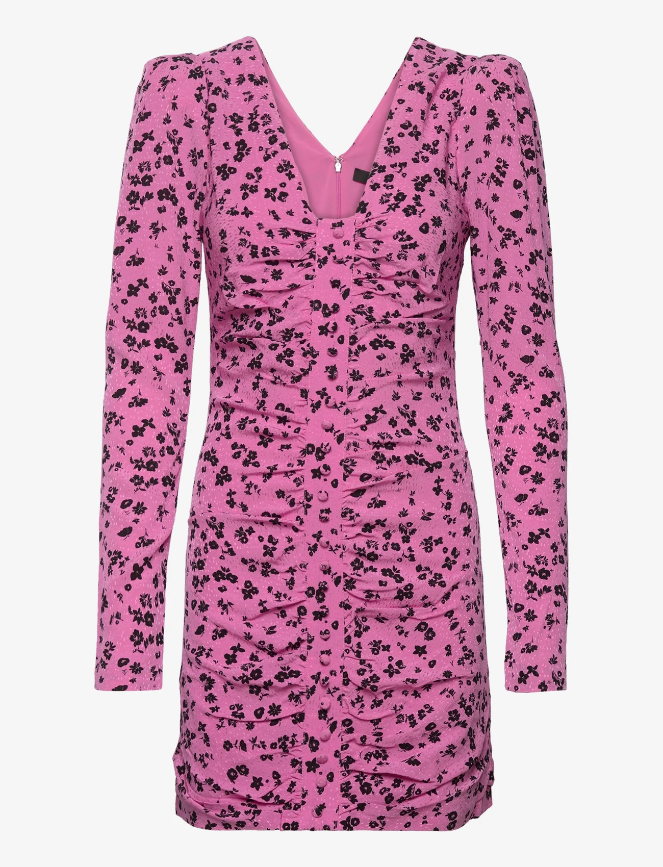 ROTATE Birger Christensen - Fine Jacquard Button Dress - odzież imprezowa w cenach outletowych - super pink comb. - 0