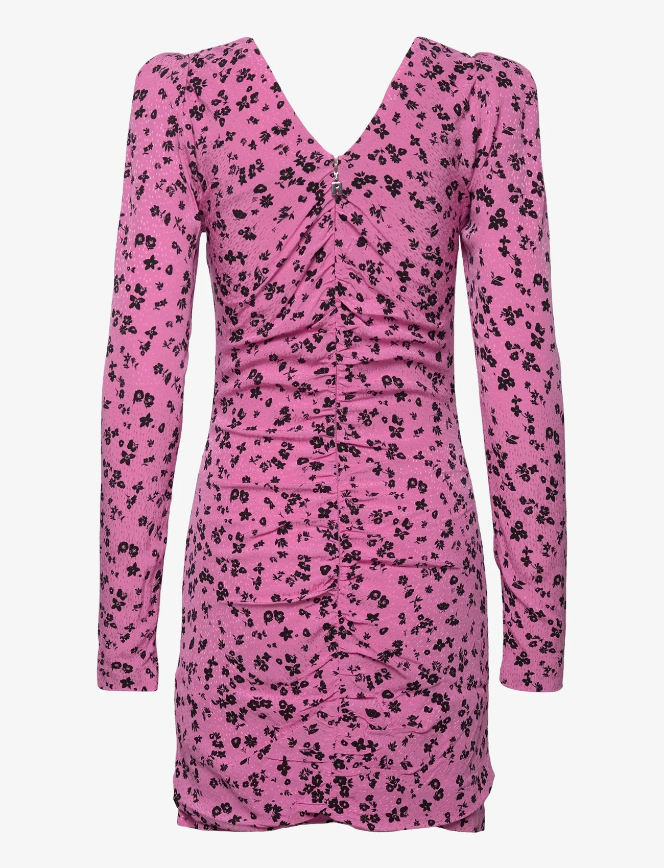 ROTATE Birger Christensen - Fine Jacquard Button Dress - odzież imprezowa w cenach outletowych - super pink comb. - 1