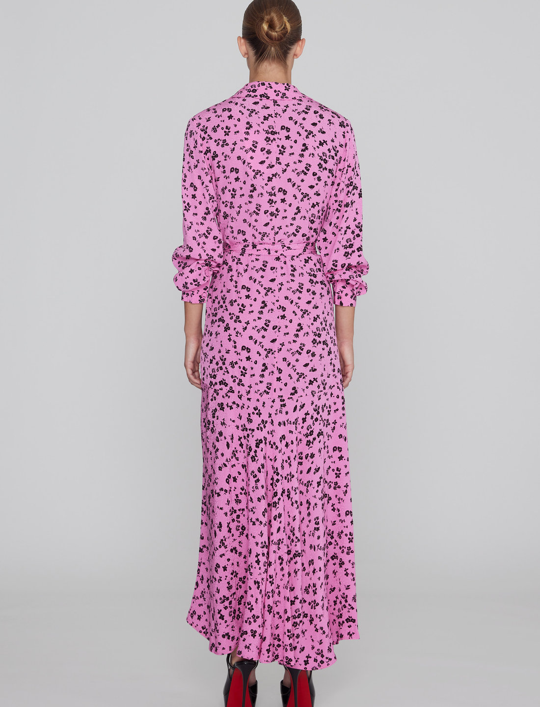 Ganni barra sales crepe dress pink