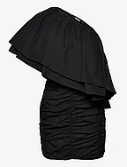 Taft Pleated One-Shoulder Dress - BLACK