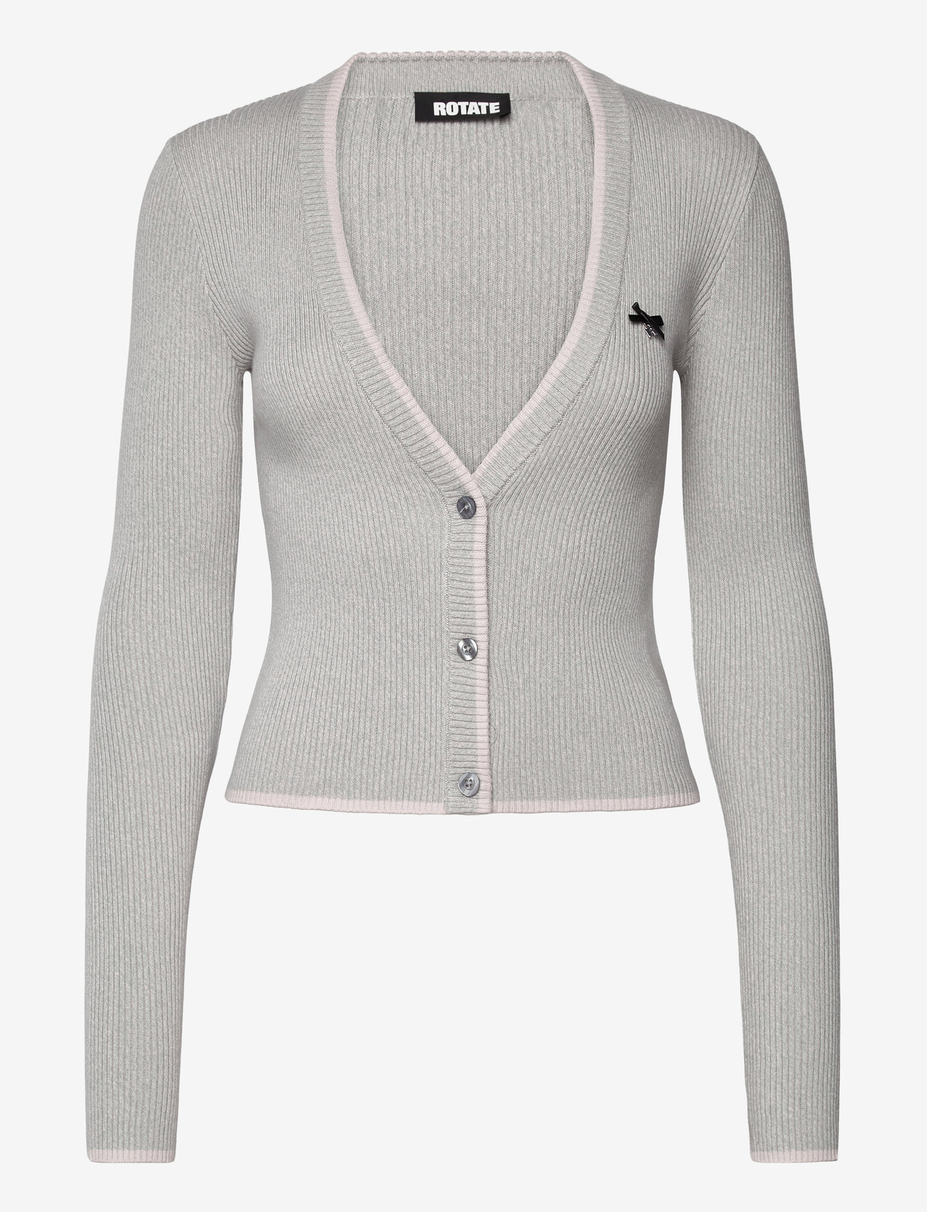 ROTATE Birger Christensen - Fine Rib Cardigan - kaszmir - sterling blue comb. - 1