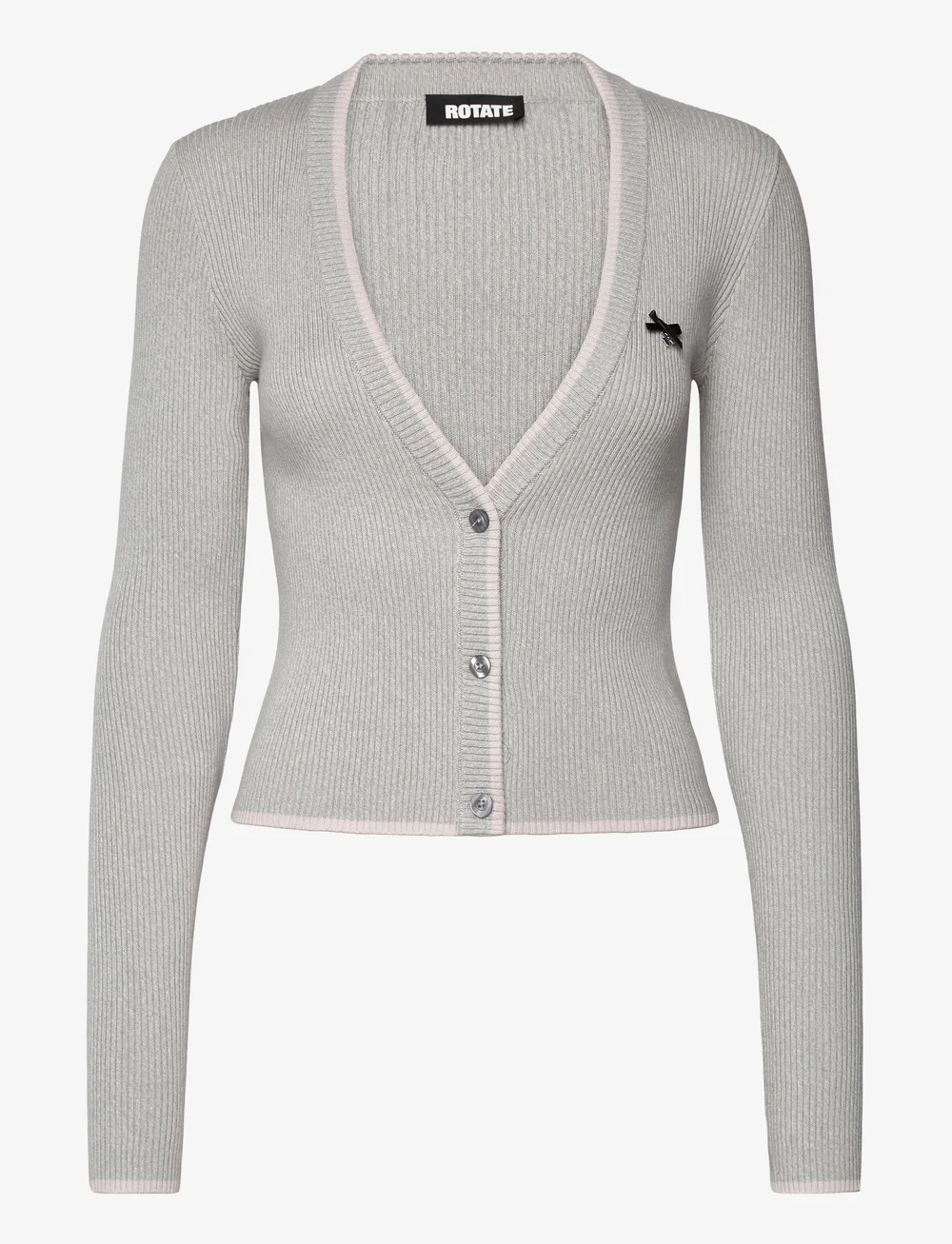 ROTATE Birger Christensen - Fine Rib Cardigan - cardigans - sterling blue comb. - 1