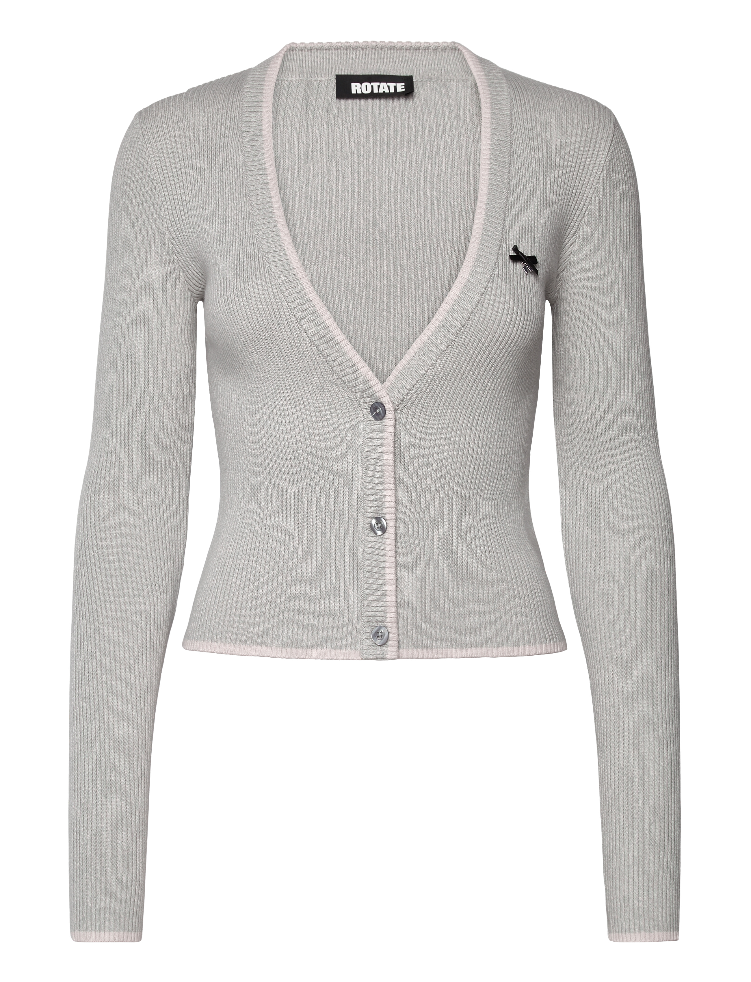 ROTATE Birger Christensen - Fine Rib Cardigan - sterling blue comb. - 1