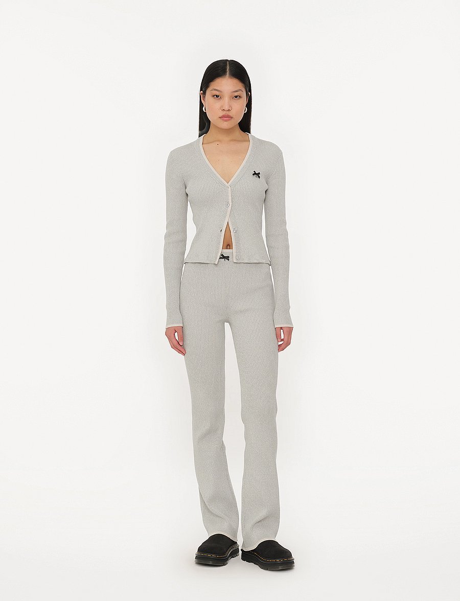 ROTATE Birger Christensen - Fine Rib Flared Pants - alt laiad püksid - sterling blue comb. - 0