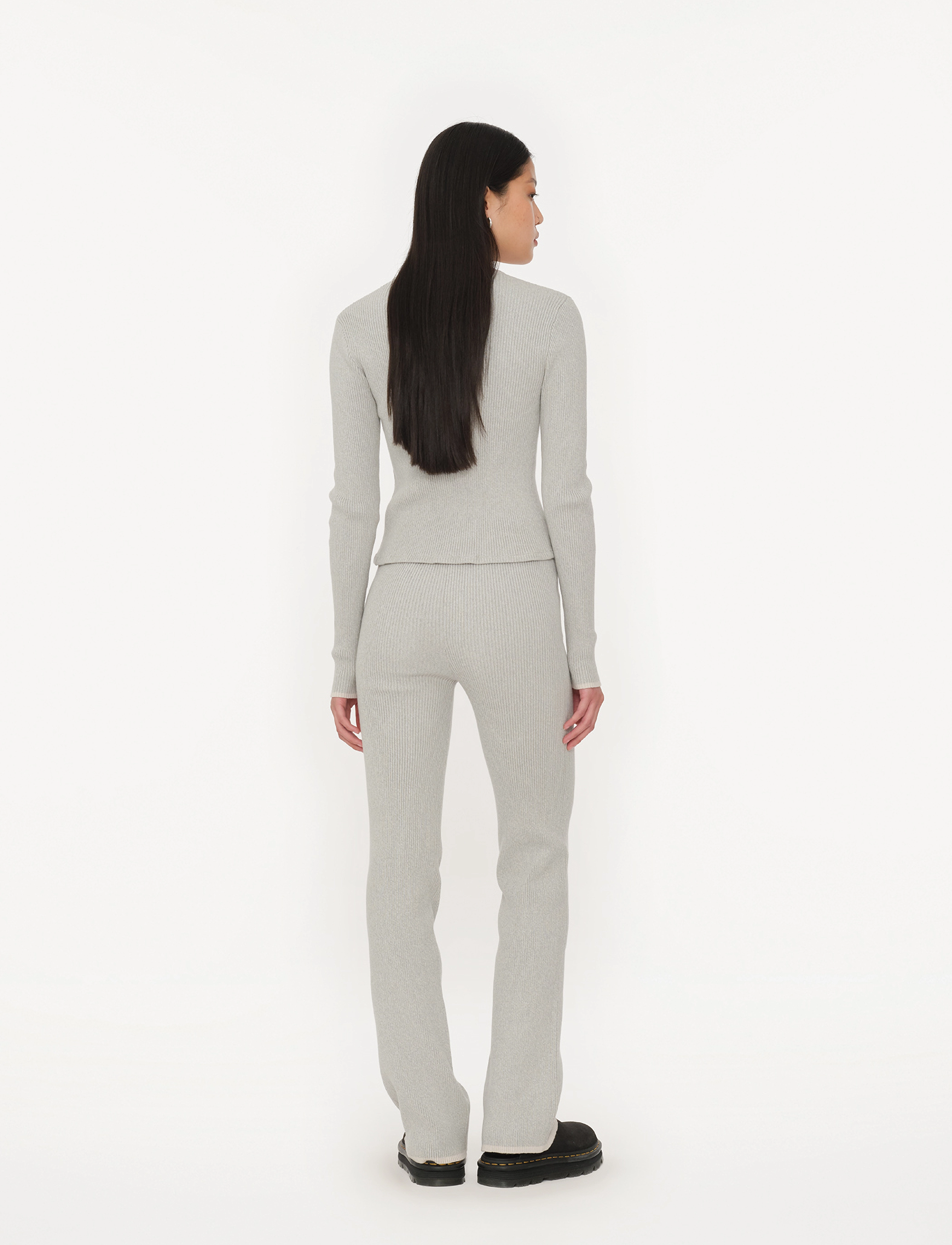 Fine Rib Flared Pants 2