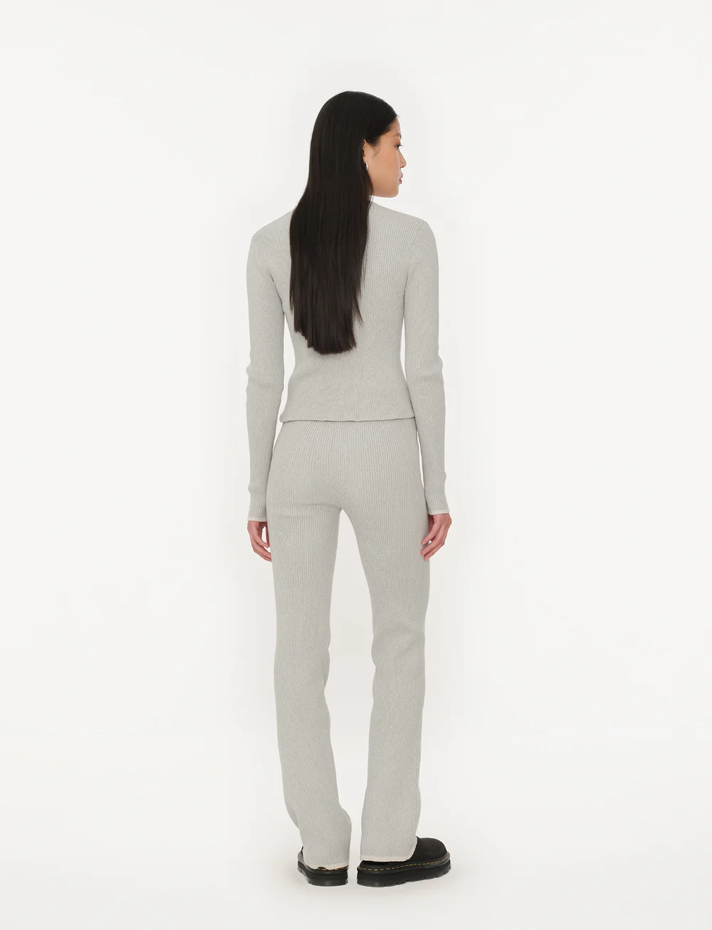 ROTATE Birger Christensen - Fine Rib Flared Pants - flare bukser - sterling blue comb. - 3