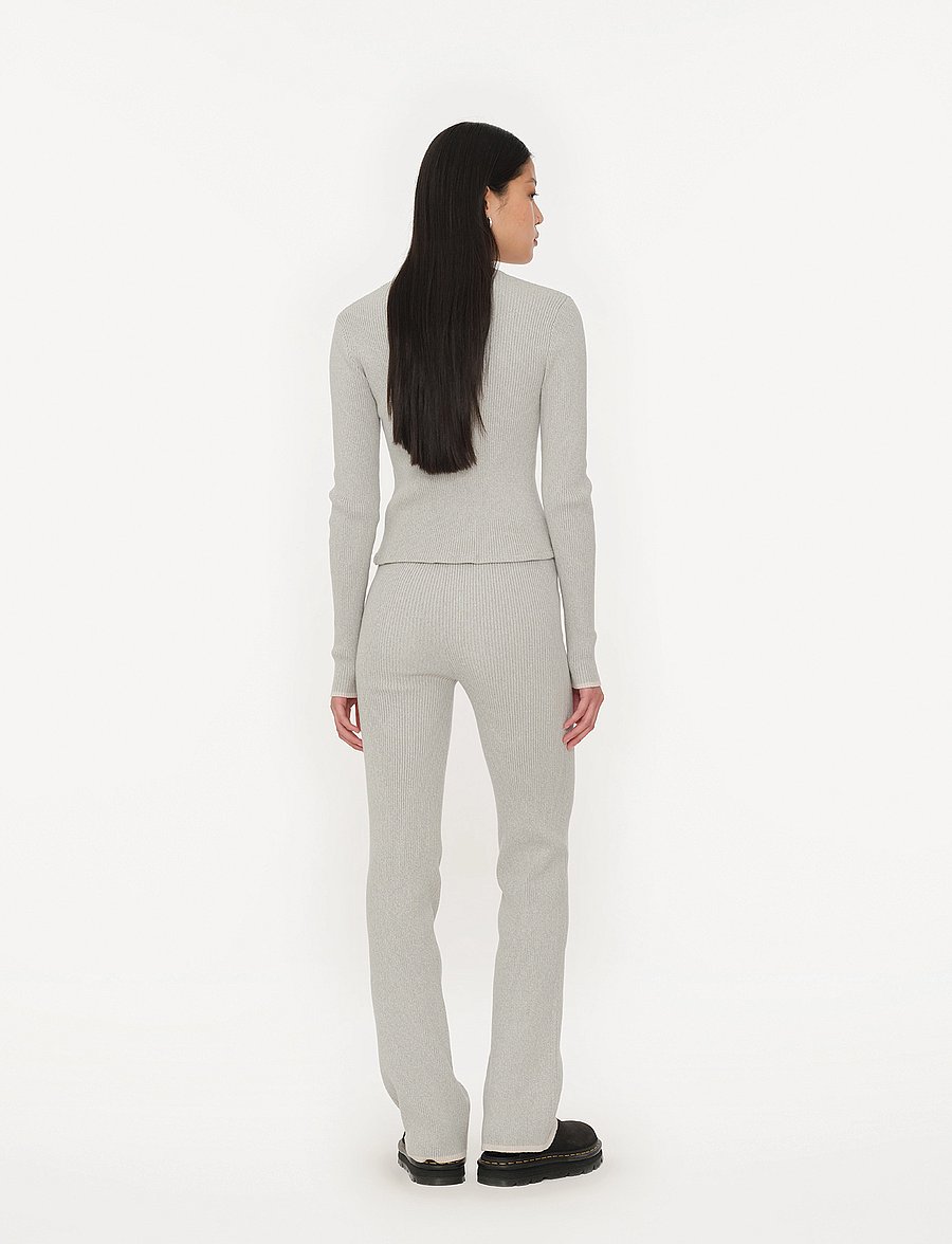 ROTATE Birger Christensen - Fine Rib Flared Pants - alt laiad püksid - sterling blue comb. - 3