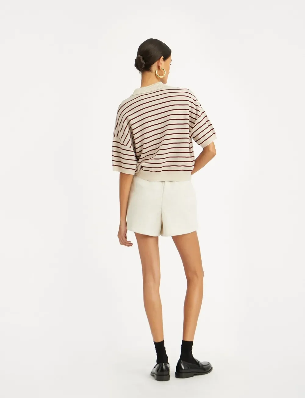 ROTATE Birger Christensen - SLINKY KNIT POLO - polosärgid - oatmeal comb. - 3